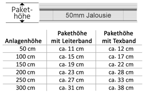 Pakethoehe Holzjalousie 50mm