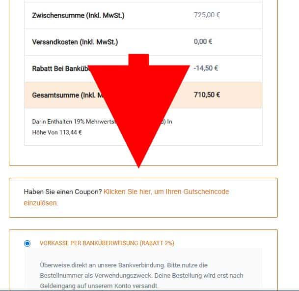 So gebt ihr den Gutscheincode ein.