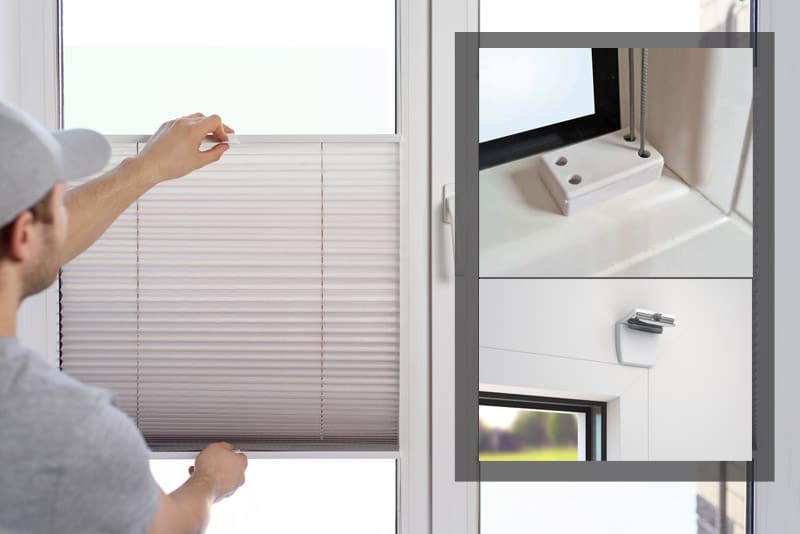 Plissee mit Bohren - Montage in der Glasleiste oder am Fensterflügel mit Winkeln.