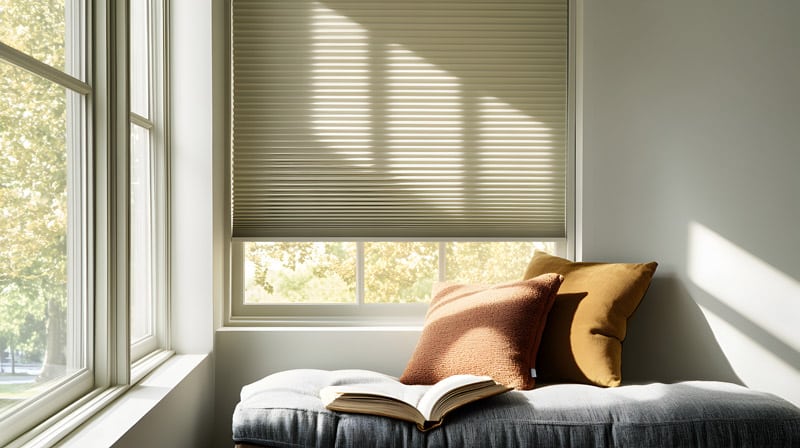 Sonnenschutz Plissee mit verdunkelnden Stoff für noch mehr Privatsphäre