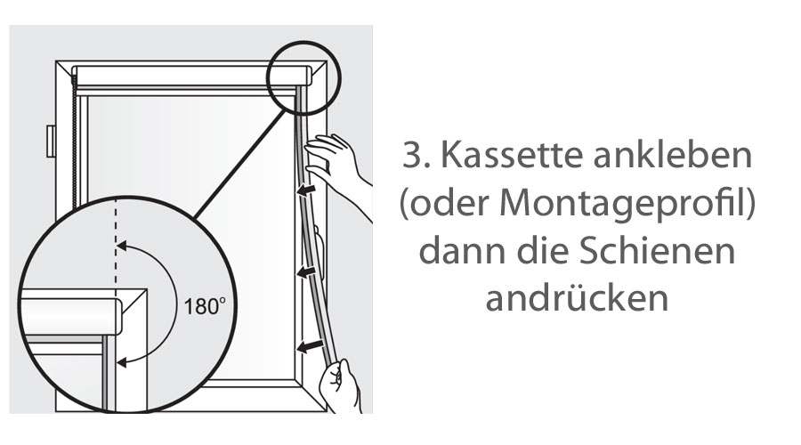 Rollo durch Klebetechnik fertig installieren.