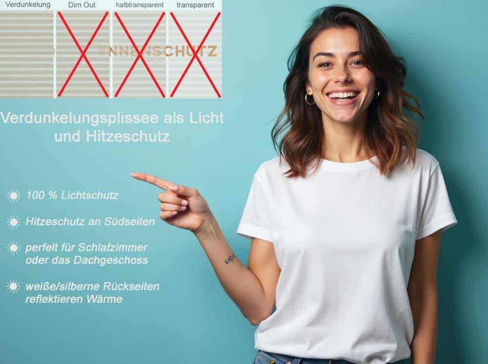 Plissee zum Verdunkeln bei dersonnenschutz kaufen.