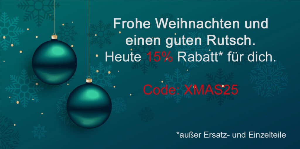 Weihnachtsrabatt für alle Kunden. Als Geschenk für dich, 15% Rabatt auf alles.