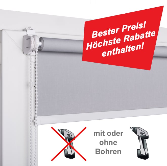 SunDeal Rollos günstig auf Maß zum Bohren oder Ohne.