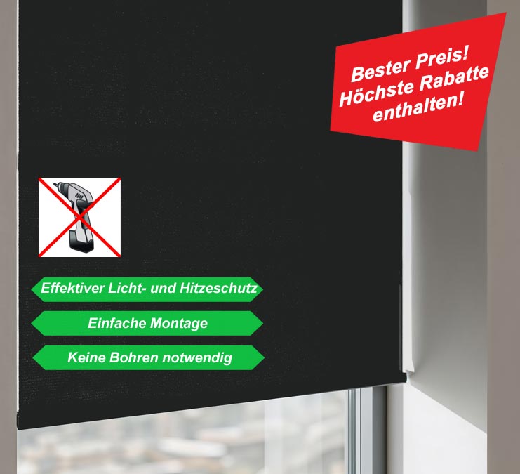 Verdunkelungsrollos zum Klemmen ohne zu Bohren - Schnell und günstig online bei dersonnenschutz.de bestellt.