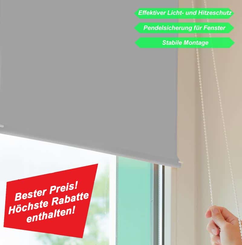 Verdunkelungsrollos mit einer Seitenführung sind perfekt für Dreh-Kipp-Fenster. Sie verhindern das Pendel beim Anklappen des Rollos.